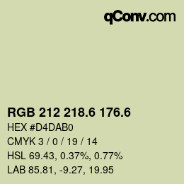カラーコード: RGB 212 218.6 176.6 | qconv.com