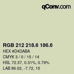 カラーコード: RGB 212 218.6 186.6 | qconv.com