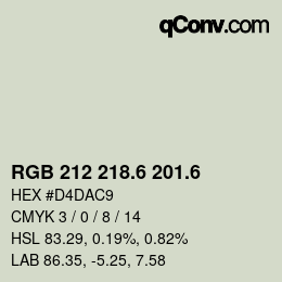 カラーコード: RGB 212 218.6 201.6 | qconv.com