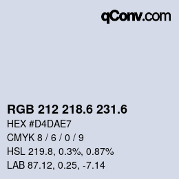 カラーコード: RGB 212 218.6 231.6 | qconv.com