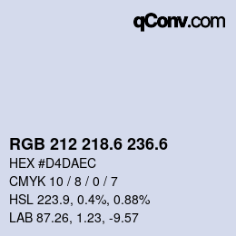 カラーコード: RGB 212 218.6 236.6 | qconv.com