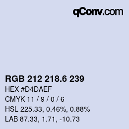 カラーコード: RGB 212 218.6 239 | qconv.com