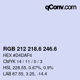 カラーコード: RGB 212 218.6 246.6 | qconv.com