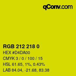Color code: RGB 212 218 0 | qconv.com