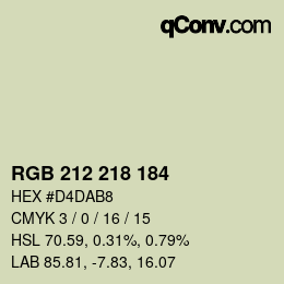 Código de color: RGB 212 218 184 | qconv.com