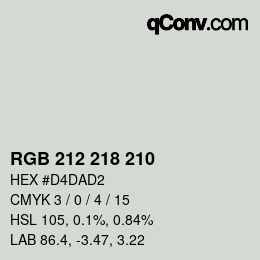 Color code: RGB 212 218 210 | qconv.com