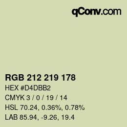 Farbcode: RGB 212 219 178 | qconv.com
