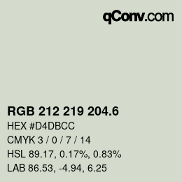 カラーコード: RGB 212 219 204.6 | qconv.com