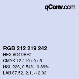 颜色代码: RGB 212 219 242 | qconv.com
