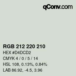 Color code: RGB 212 220 210 | qconv.com