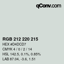 Color code: RGB 212 220 215 | qconv.com