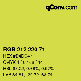 Color code: RGB 212 220 71 | qconv.com