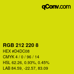 カラーコード: RGB 212 220 8 | qconv.com