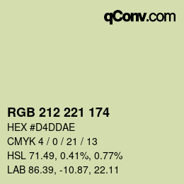 Color code: RGB 212 221 174 | qconv.com