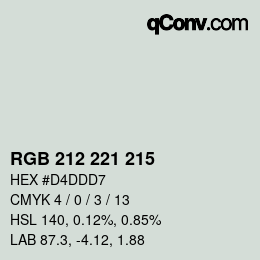 Color code: RGB 212 221 215 | qconv.com