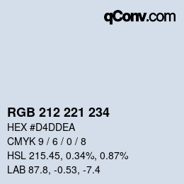 Farbcode: RGB 212 221 234 | qconv.com