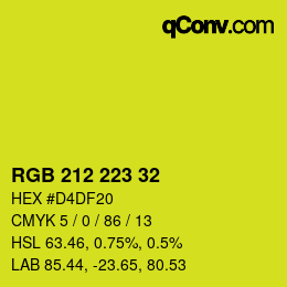 颜色代码: RGB 212 223 32 | qconv.com