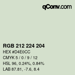 カラーコード: RGB 212 224 204 | qconv.com