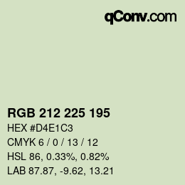 Color code: RGB 212 225 195 | qconv.com