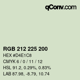 Color code: RGB 212 225 200 | qconv.com