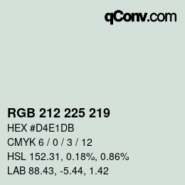 Color code: RGB 212 225 219 | qconv.com