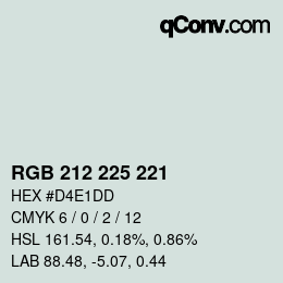 Color code: RGB 212 225 221 | qconv.com