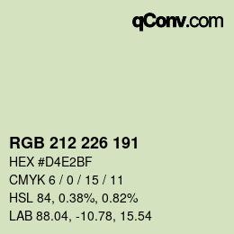 Color code: RGB 212 226 191 | qconv.com
