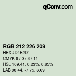 Color code: RGB 212 226 209 | qconv.com