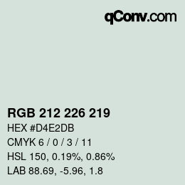 カラーコード: RGB 212 226 219 | qconv.com