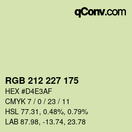 Código de color: RGB 212 227 175 | qconv.com