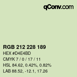 カラーコード: RGB 212 228 189 | qconv.com
