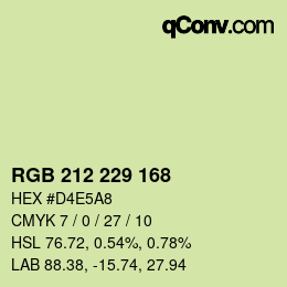 カラーコード: RGB 212 229 168 | qconv.com