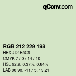 Color code: RGB 212 229 198 | qconv.com