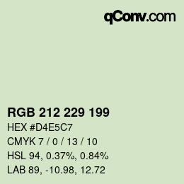 Color code: RGB 212 229 199 | qconv.com
