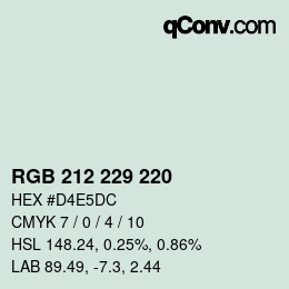Color code: RGB 212 229 220 | qconv.com