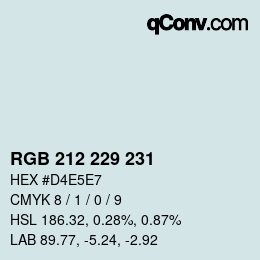 Farbcode: RGB 212 229 231 | qconv.com