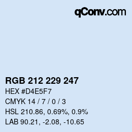 Color code: RGB 212 229 247 | qconv.com