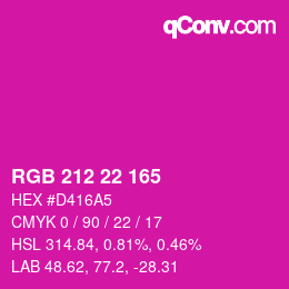 Color code: RGB 212 22 165 | qconv.com