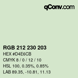 Color code: RGB 212 230 203 | qconv.com