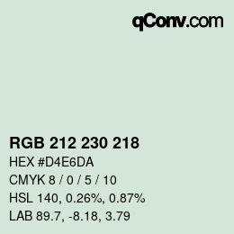 Color code: RGB 212 230 218 | qconv.com