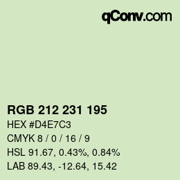 Color code: RGB 212 231 195 | qconv.com