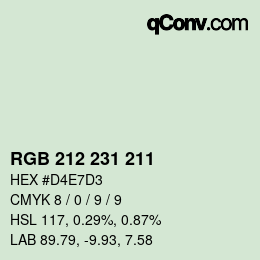 Color code: RGB 212 231 211 | qconv.com