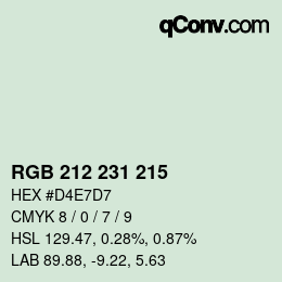 Color code: RGB 212 231 215 | qconv.com
