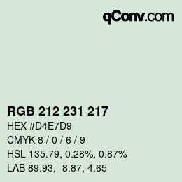 Color code: RGB 212 231 217 | qconv.com