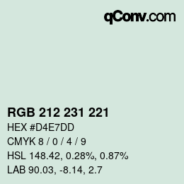 Color code: RGB 212 231 221 | qconv.com