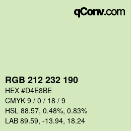 Color code: RGB 212 232 190 | qconv.com