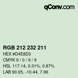 Color code: RGB 212 232 211 | qconv.com