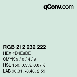 Color code: RGB 212 232 222 | qconv.com