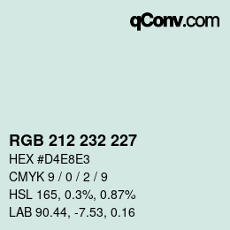 Color code: RGB 212 232 227 | qconv.com