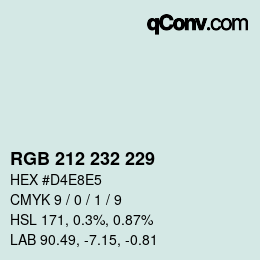 Color code: RGB 212 232 229 | qconv.com